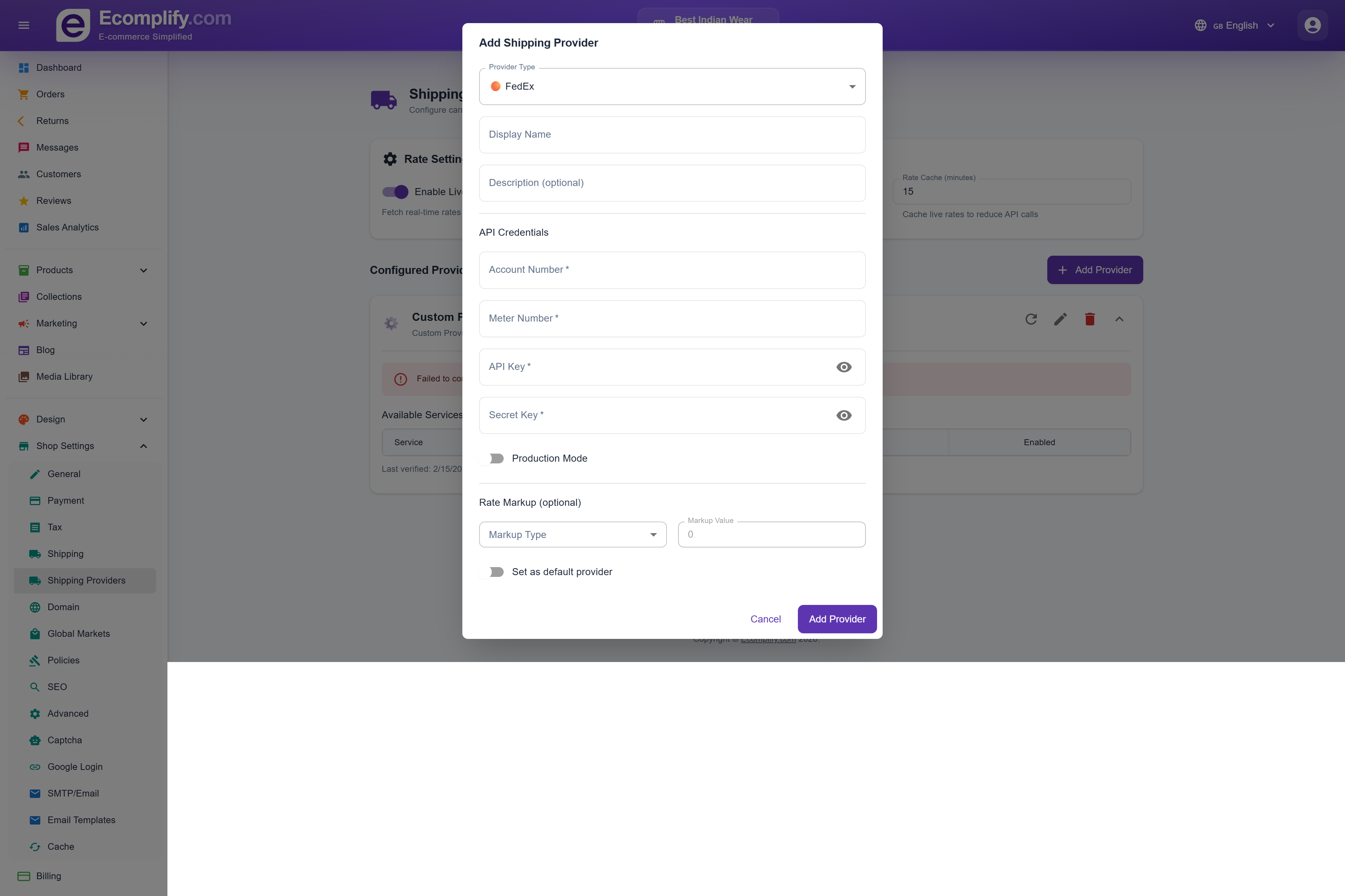 Shipping Providers