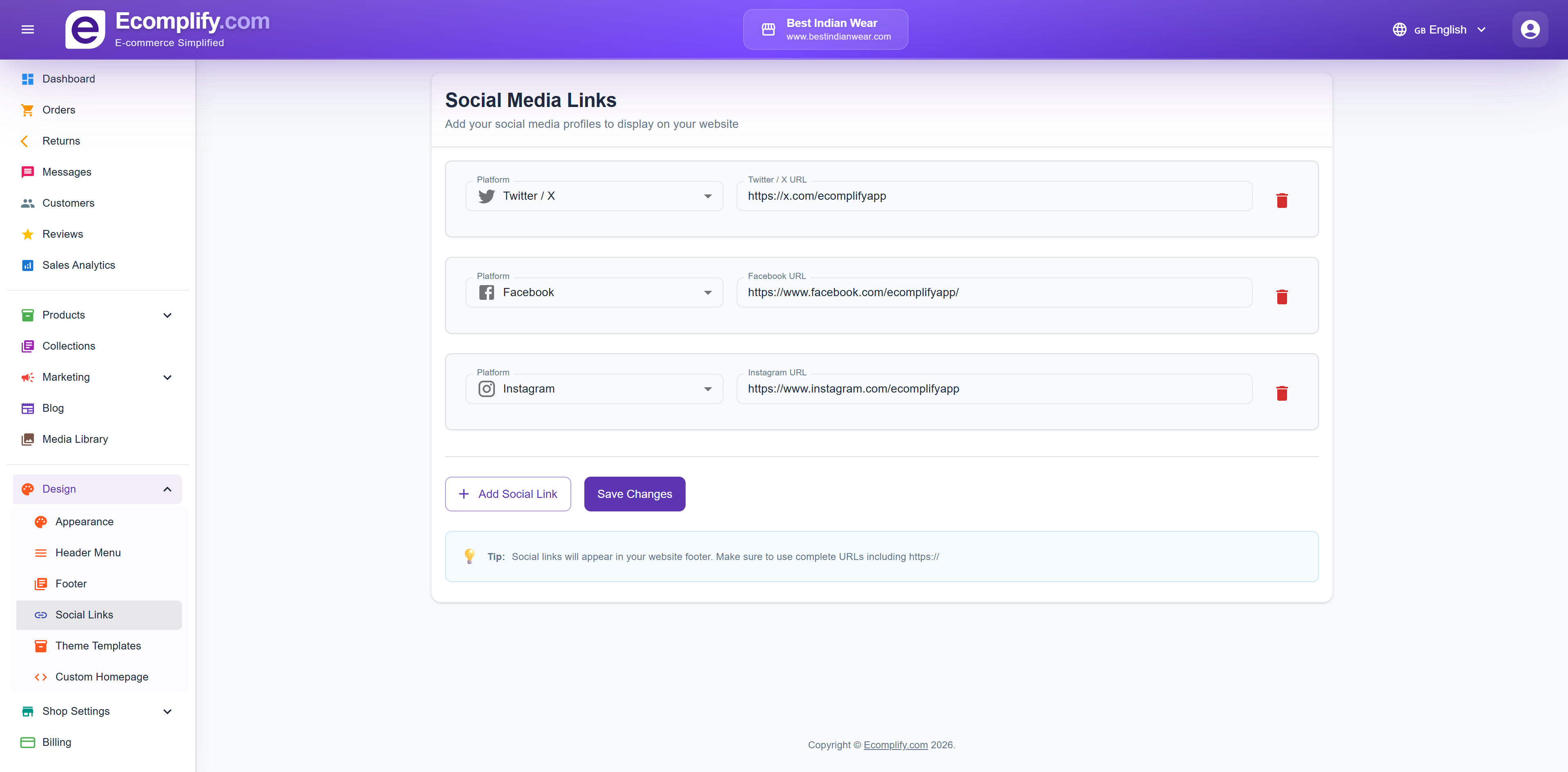 Social Links