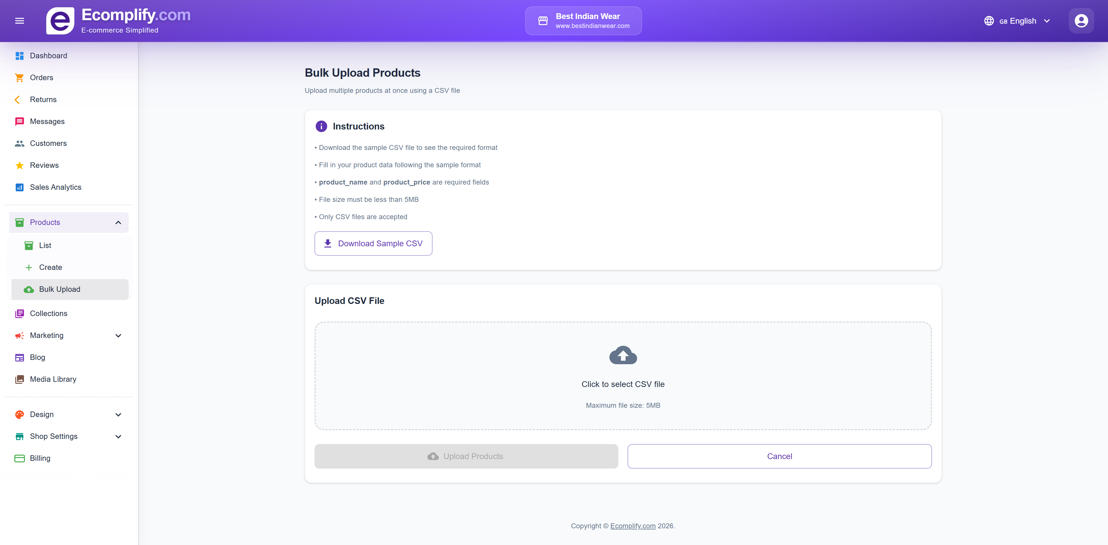 Bulk Upload